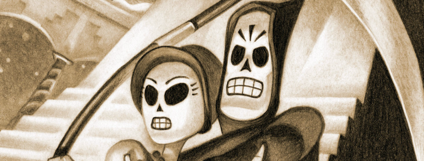 Grim Fandango characters looking shocked.