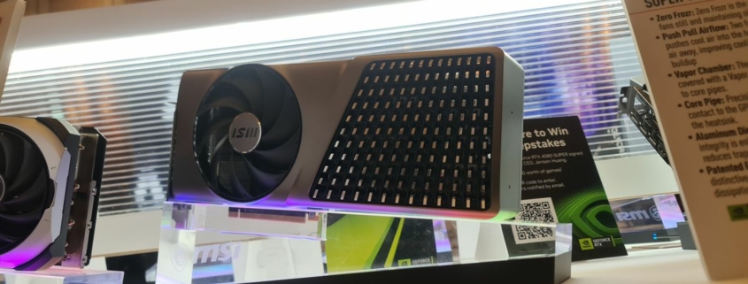 MSI RTX 4080 Super 16G Expert card on display at CES 2024.