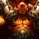 Garrosh Hellscream sits atop his throne in World of Warcraft, looking jacked as all get-out.