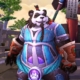 A Pandaren from World of Warcraft wearing blue and purple armor