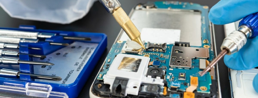 Repairing and upgrade Samsung mobile phone, electronic, computer hardware and technology concept.