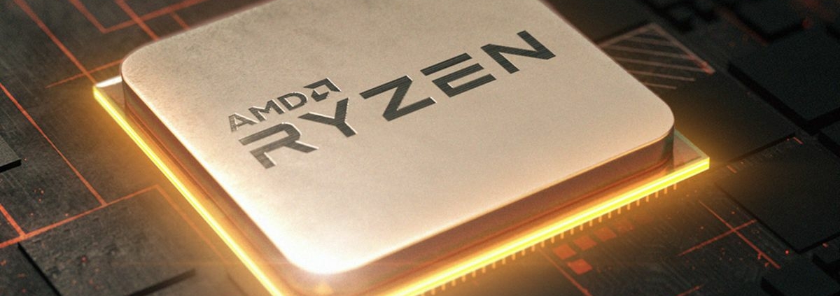 AMD Ryzen render with orange glow under the chip