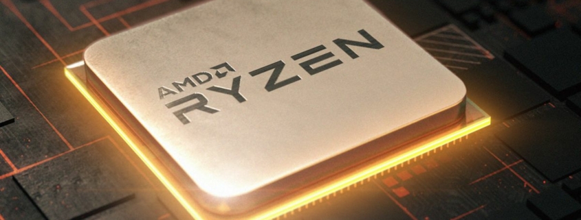 AMD Ryzen render with orange glow under the chip