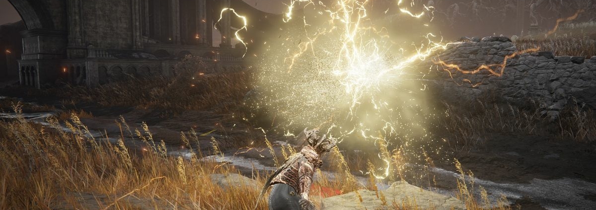 Elden Ring Rolling Sparks location - a character using rolling sparks to create a lightning explosion