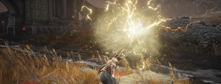 Elden Ring Rolling Sparks location - a character using rolling sparks to create a lightning explosion