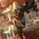 Ezio runs across a rooftop, startling birds.