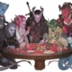 Tieflings play cards.