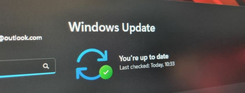 A photo of the Windows update menu, showing that I