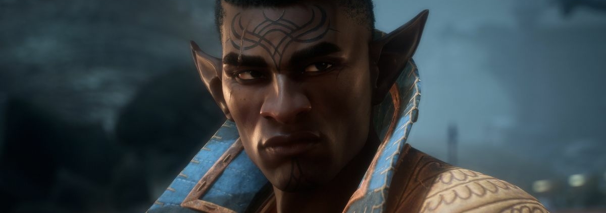 Dragon Age: The Veilguard - Davrin looks serious on a battlefield