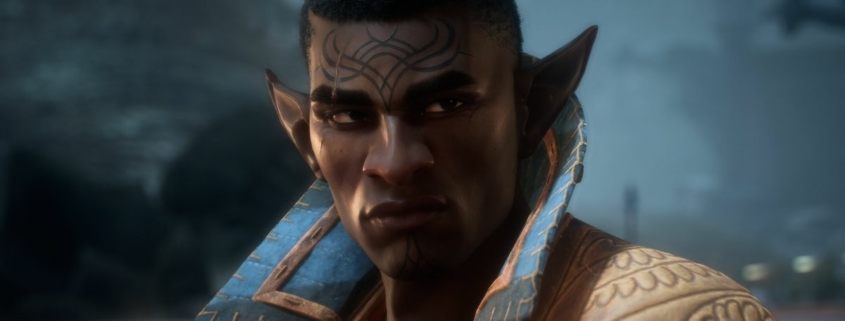 Dragon Age: The Veilguard - Davrin looks serious on a battlefield