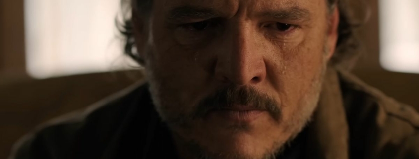 Pedro Pascal shedding a manly tear as Joel in The Last of Us