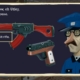 A police man next to a gun