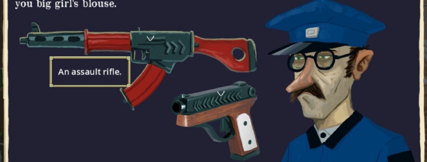 A police man next to a gun