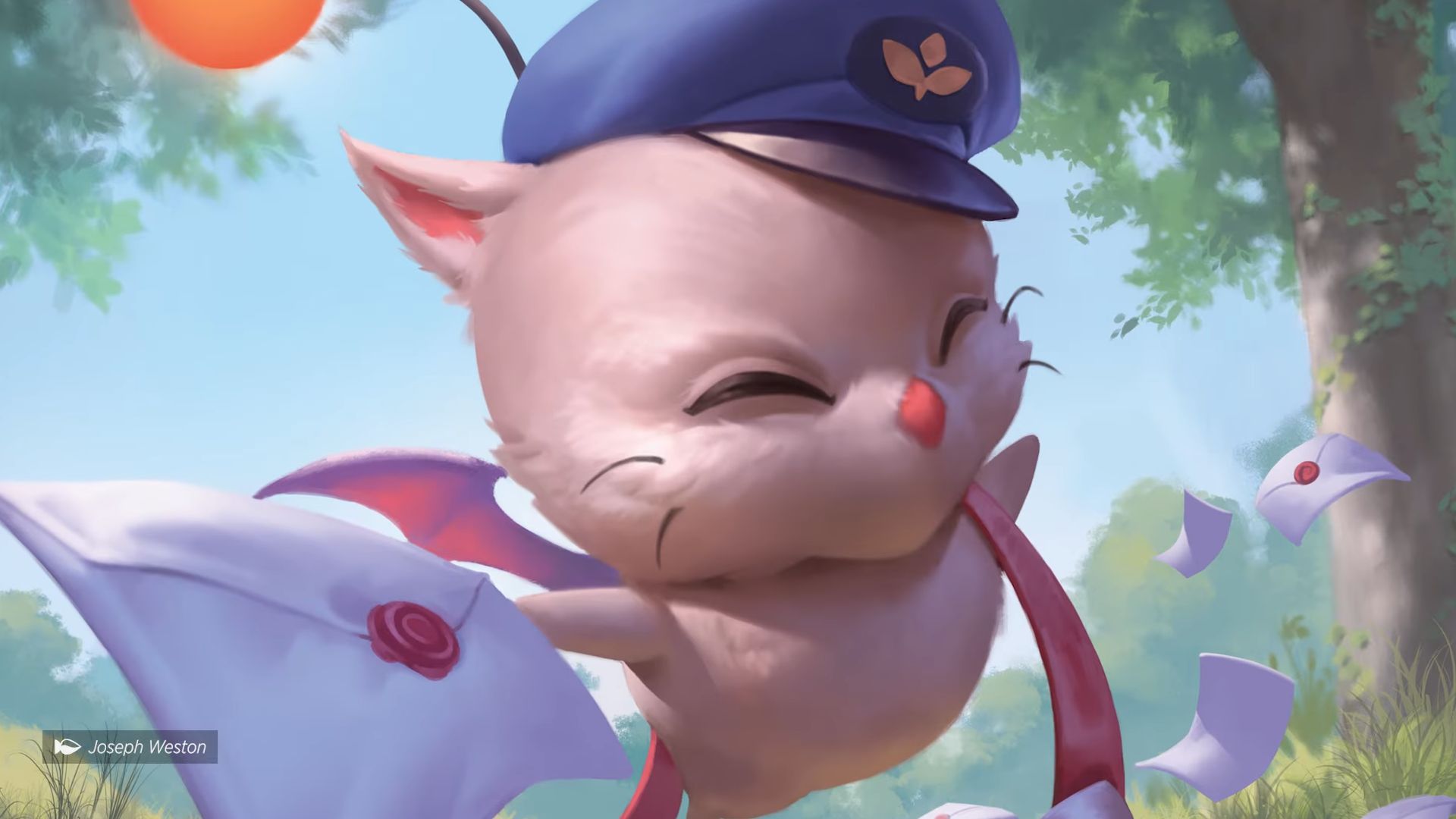 A moogle delivering mail in Final Fantasy 14