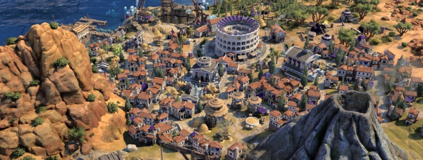 A civilization near a volcano in a strategy game