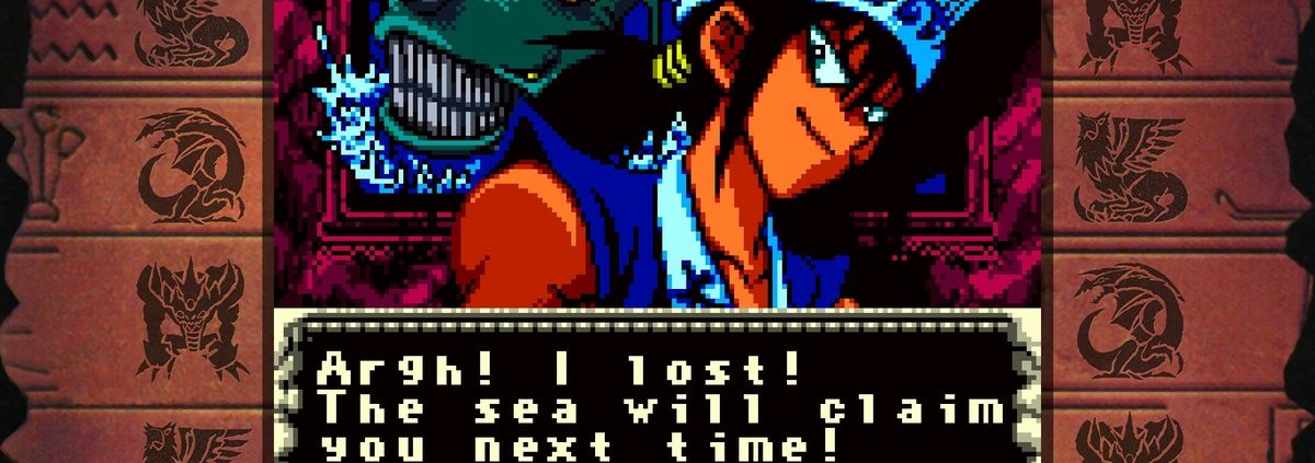 Yu-Gi-Oh! EARLY DAYS COLLECTION screenshot showing a character complaining about losing a battle