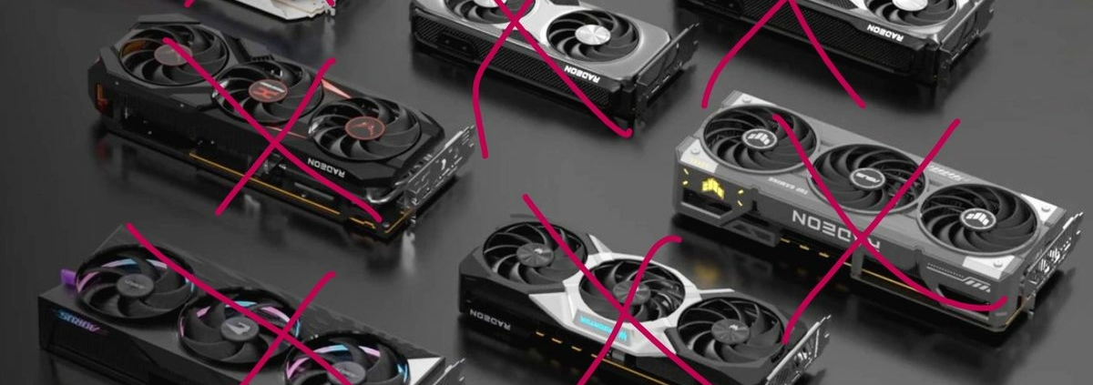 Radeon RX 9070 XT cards all X'd out, out of stock