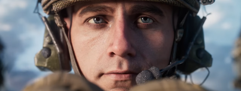 A soldier looks out over the Verdansk map, as a single tear rolls down his cheek.