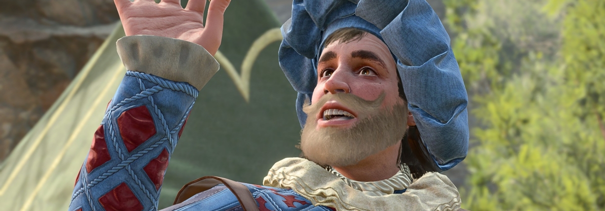 Volo grins at an eyeball