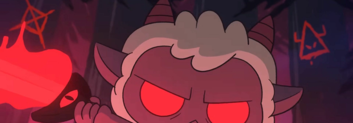 A red-eyed lamb wields a sword