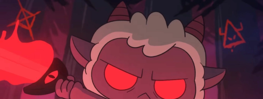 A red-eyed lamb wields a sword
