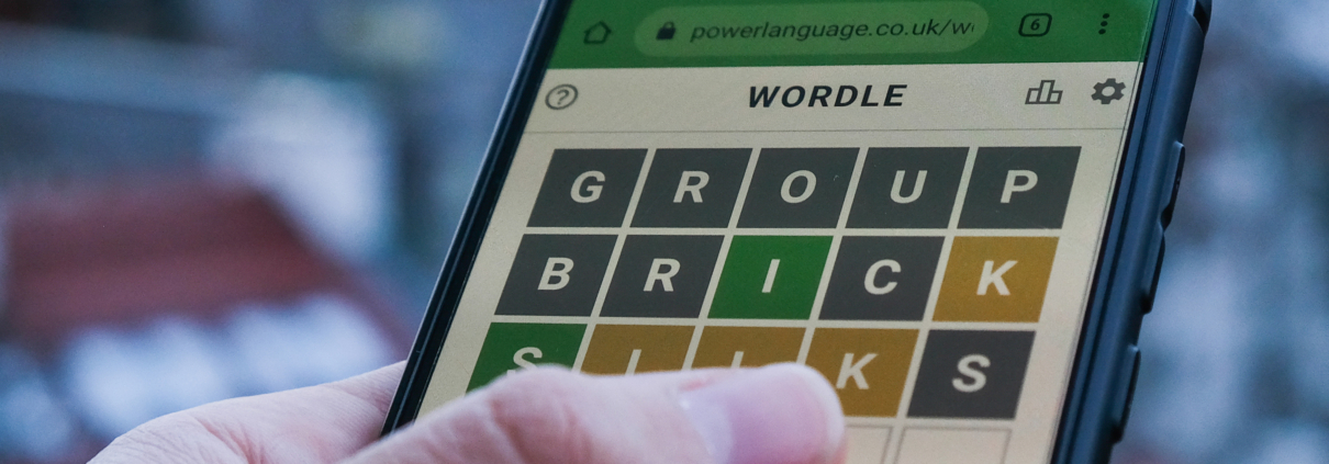 Today's Wordle being played on a phone