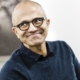 Microsoft CEO Satya Nadella smiling.