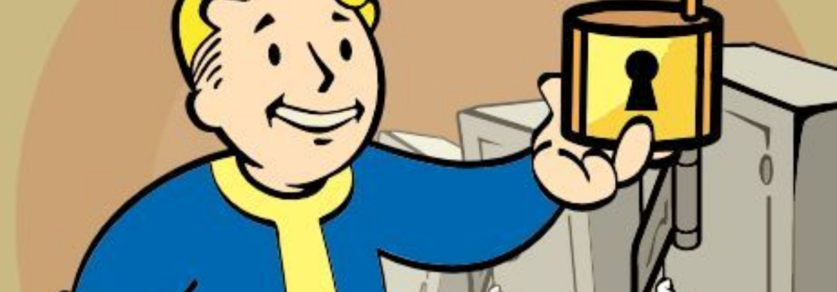 Pipboy holds up an open padlock.