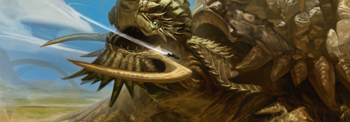 A giant chelonian monster snaps at a flying car