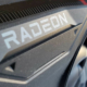 A photo of the AMD Radeon logo on a graphics card