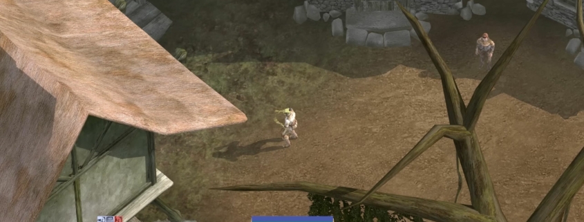 Morrowind's starting town of Seyda Neen as seen from above